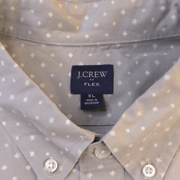 J Crew Flex Shirt XL Gray Geometric Long Sleeve Button Down Pocket - Picture 4 of 9